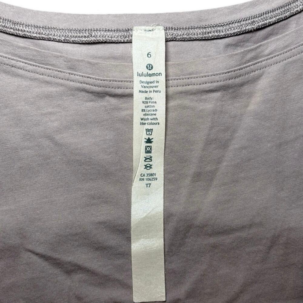 Lululemon Back In Action Tank Pima Cotton Lavender Grey Size 6 - Picture 2 of 4